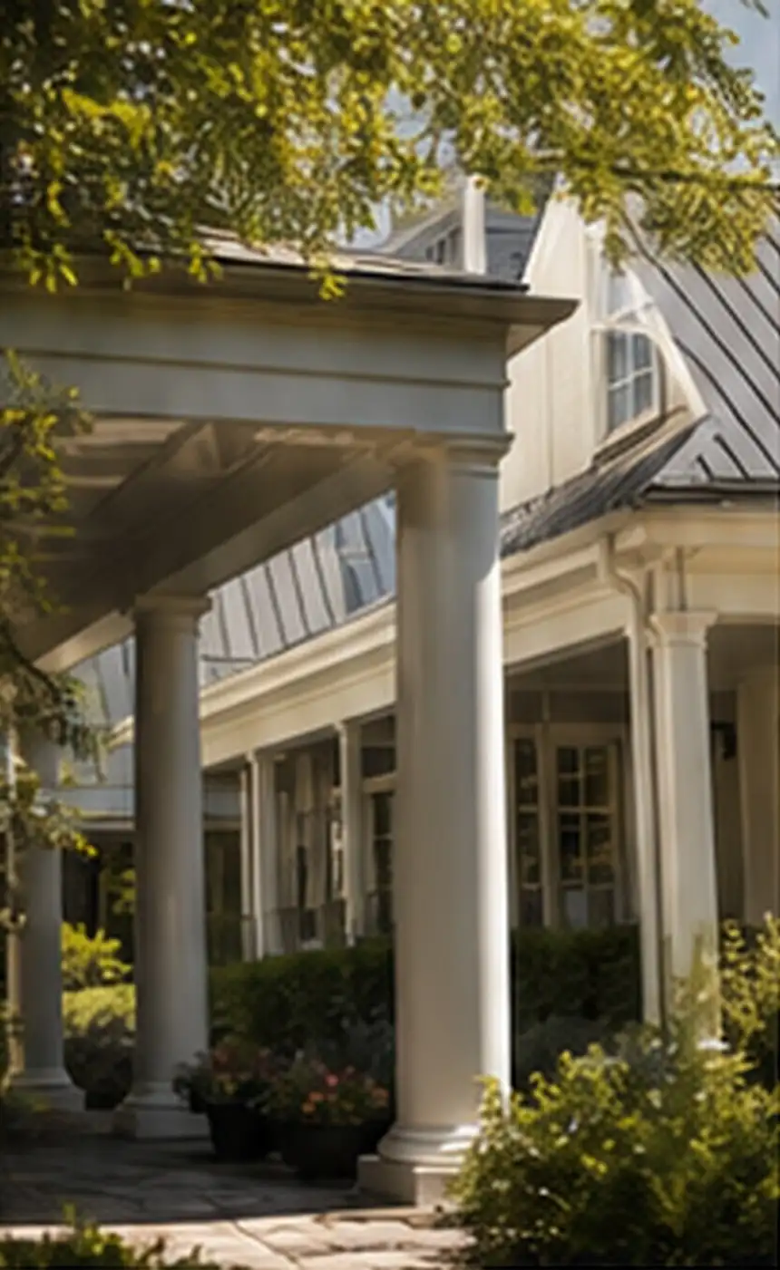 Well-maintained community clubhouse porch