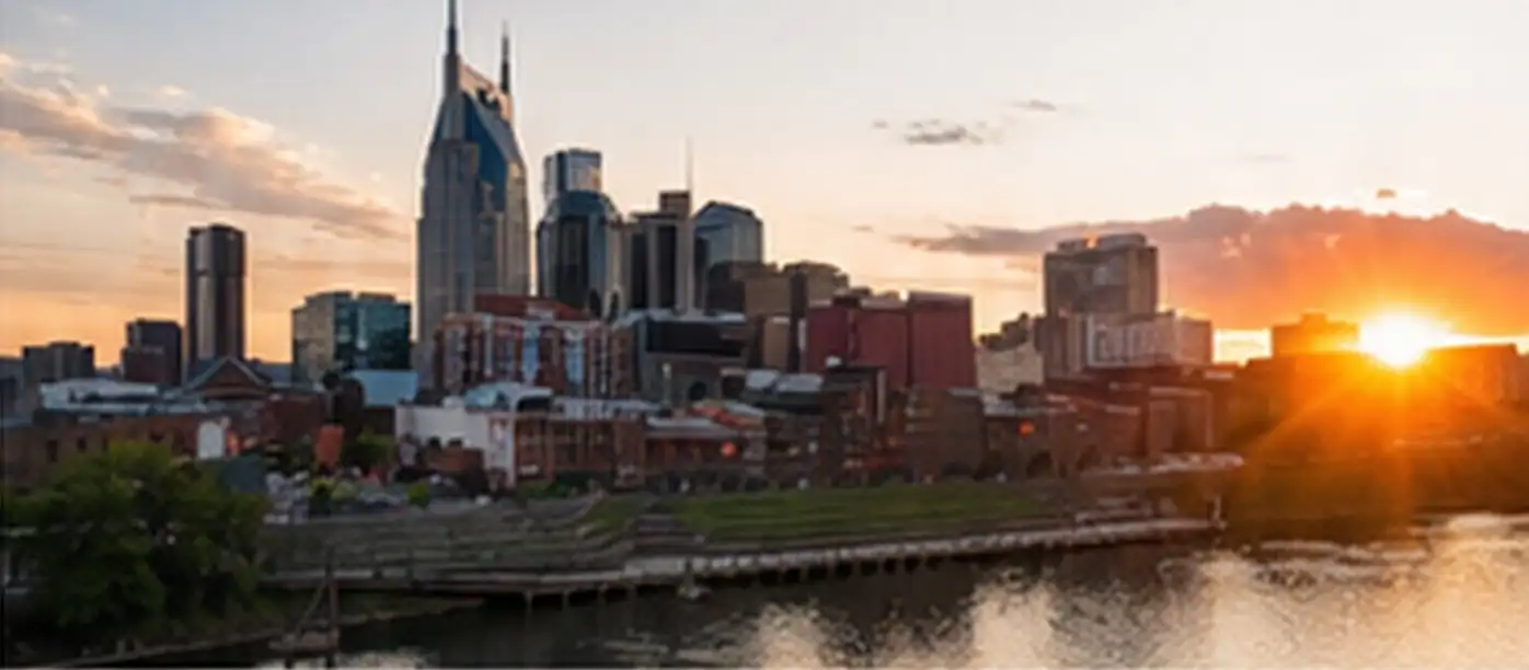 Nashville skyline at sunset